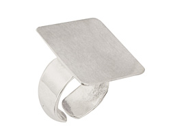 Silver (plated) Adjustable Square Ring 22mm