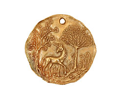 Green Girl Bronze Unicorn Pendant 28mm