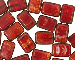 Czech Hurricane Glass Rustic Sunfire Rectangle 12x8mm