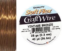 Soft Flex Vintage Bronze Craft Wire 28 gauge, 40 yards