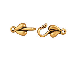 TierraCast Antique Gold (plated) Leaf Hook & Eye Clasp 17x8mm, 15x7mm