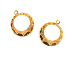 Stampt Antique Gold (plated) Sunburst Gypsy Hoop Charm 16x21mm