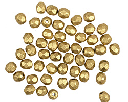 Czech Fire Polished Glass Matte Metallic Aztec Gold Round 3mm