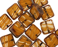 Czech Glass Pumpkin Pie Square 10mm