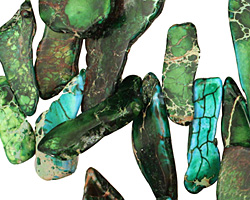 Green Impression Jasper Flat Freeform Drop Graduated 5-36x15-50mm