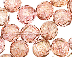 Czech Fire Polished Glass Luster Transparent Topaz/Pink Round 12mm