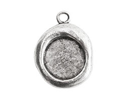 Nunn Design Antique Silver (plated) Crest Seal Bezel Pendant 19x25mm