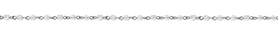 Czech Fire Polished Crystal Faceted Round Silver (plated) Bead Chain