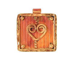 Patricia Healey Copper Heart Frame Pendant 31x36mm