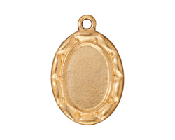 TierraCast Antique Gold (plated) Scalloped Oval Frame Drop 19x28mm