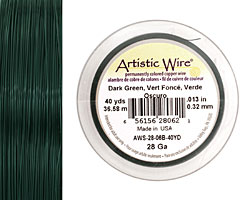 Artistic Wire Dark Green 28 gauge, 40 yards