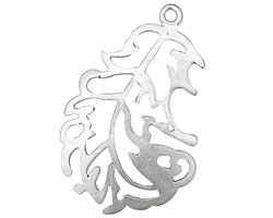 Ezel Findings Rhodium (plated) Downy Feather Pendant 22x37mm