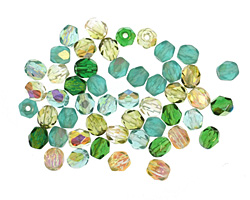 Czech Fire Polished Glass Green Mix Round 4mm
