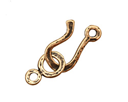 Antique Brass (plated) Hammered Simple Hook & Eye Clasp 32x12mm