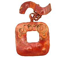 Patricia Healey Copper Square Textured Toggle w/ Wavy Bar 39x33mm, 34mm bar