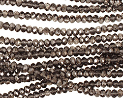 Smoky & Jet Hematite Crystal Faceted Rondelle 3mm