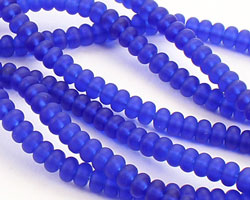 Royal Blue Recycled Glass Rondelle 3x4mm