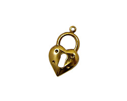 Stampt Antique Gold (plated) Heart Lock Charm 12x20mm