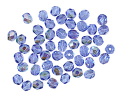 Czech Fire Polished Glass Sapphire AB Round 4mm