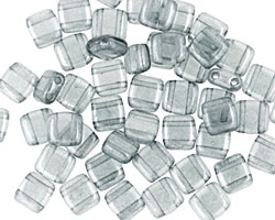 Czech Glass Luster Transparent Blue 2-Hole Tile 6mm