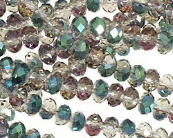 Green & Pink AB Crystal Faceted Rondelle 6mm