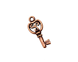 Ezel Findings Antique Copper Double Sided Key Charm 9x21mm