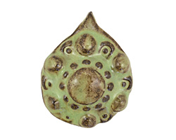 Gaea Ceramic Spring Green on Chocolate Brooch 29-31x35-37mm