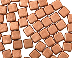 Czech Glass Matte Metallic Copper Square 6mm