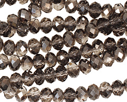 Smoky & Jet Hematite Crystal Faceted Rondelle 6mm