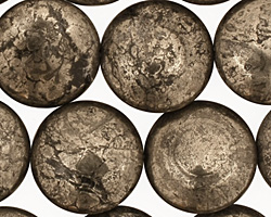 Golden Pyrite (silver tone) Puff Coin 16mm