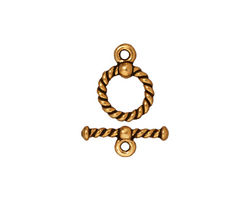 TierraCast Antique Gold (plated) Twisted Toggle Clasp 14x10mm, 15mm Bar