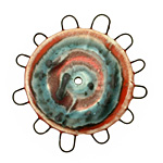 Jangles Ceramic Red, Turquoise Pinwheel 43-44mm