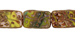 Czech Glass Lemon Lime Groovy Rectangle 18x12mm