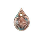 Gaea Ceramic Teal Shell Scallop Charm 17-19x25-27mm