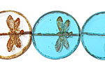 Czech Glass Windowpane Dragonfly Coin 23mm