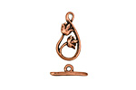 Antique Copper (plated) Flowers in Teardrop Toggle Clasp 18x9mm, 14mm bar