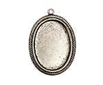 Stampt Antique Pewter (plated) Herringbone Double Drop Oval Setting 18x25mm
