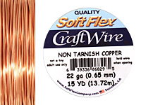 Soft Flex Non-Tarnish Copper Craft Wire 22 gauge, 15 yards