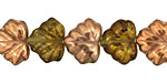 Czech Glass Transparent Olive Rose Gold Luster Maple Leaf 10x13mm