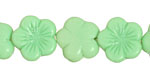 Czech Glass Apple Green (matte) 5 Petal Daisy 14mm