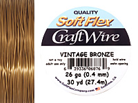 Soft Flex Vintage Bronze Craft Wire 26 gauge, 30 yards
