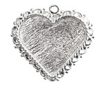 Nunn Design Sterling Silver (plated) Large Ornate Heart Bezel Pendant 40x37mm