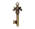 TierraCast Antique Brass (plated) Fleur Key Pendant 13x33mm