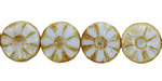 Czech Glass Bunting Blue Picasso Flower Window Coin 12mm