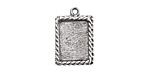 Nunn Design Antique Silver (plated) Mini Ornate Rectangle Bezel Pendant 14x21mm