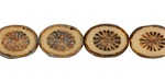 Czech Glass Ivory Picasso Oval w/ Star Window 14x10mm