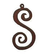 The Lipstick Ranch Rusted Iron Letter S Pendant 25x50mm