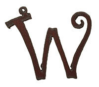 The Lipstick Ranch Rusted Iron Letter W Pendant 59x50mm