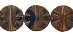Czech Glass Passion Fruit Picasso Flower Window Coin 18mm