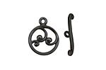 Gunmetal Circle w/ Swirls Toggle Clasp 18x15mm, 21mm bar